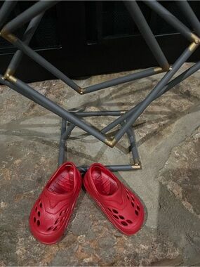 Kids Red Slip-On Clog Shoes - Comfortable Lightweight Design